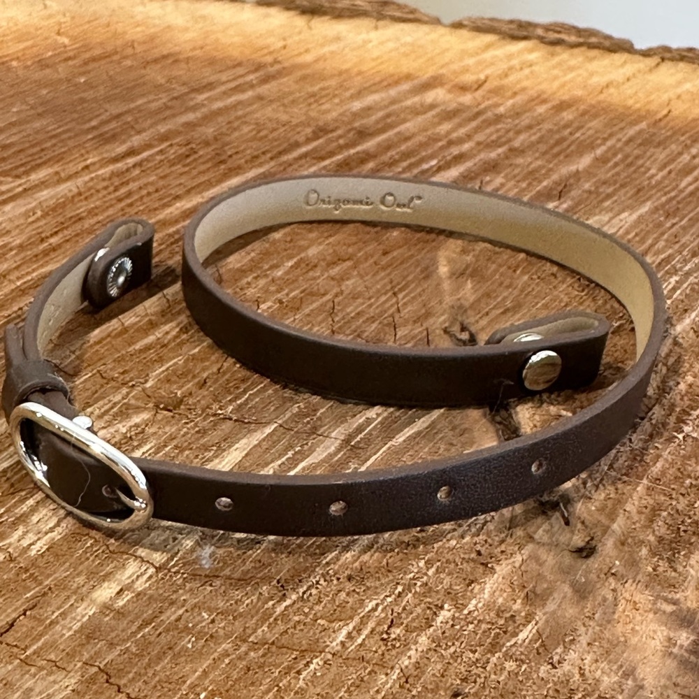 Origami Owl Dark Brown Leather Wrap Bracelet with Silver Buckle